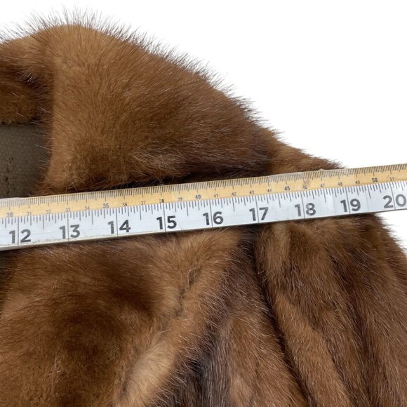 Mink Real Fur Coat Women's Size Large Vintage Brown Mid Length - Picture 6 of 11